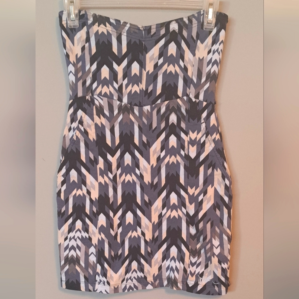 Volcom XS mini dress blue black pattern with pockets